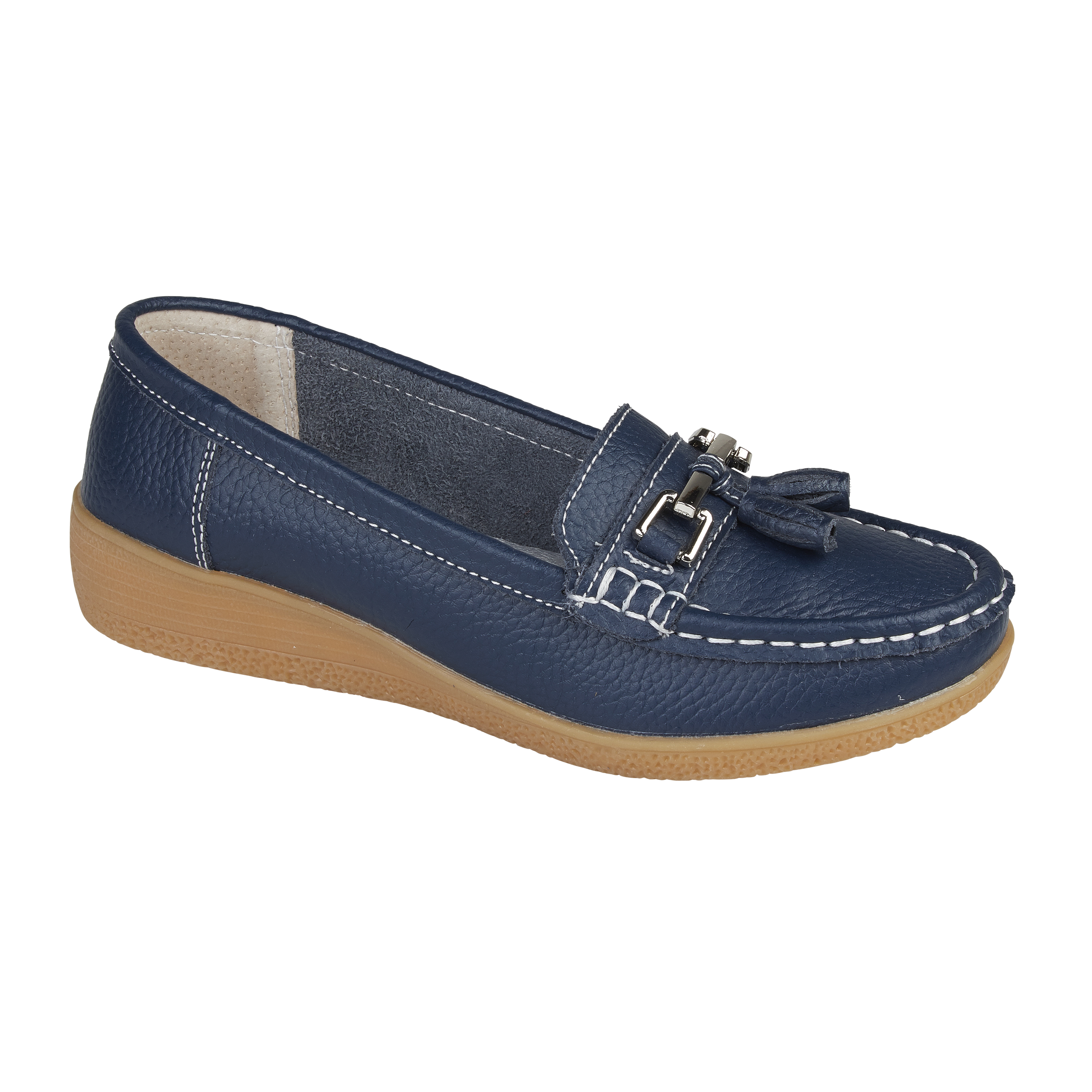 Navy blue best sale leather loafers ladies